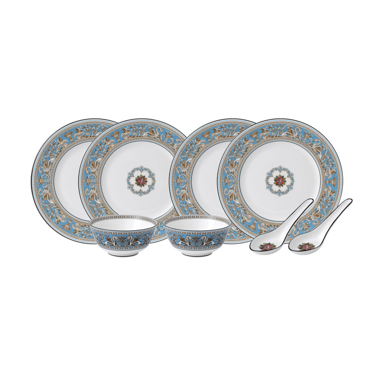 Wedgwood Florentine Turquoise Porcelain China Dinnerware - Set of